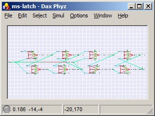 Dax Phyz mechanical ms-latch (master-slave D flip-flop latch) scene