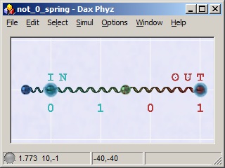 Dax Phyz mechanical logic NOT gate (spring) scene